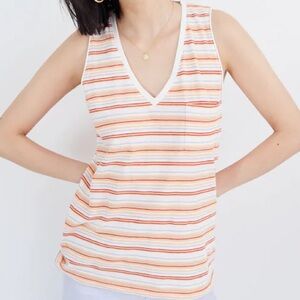 Madewell Multicolor Cotton Striped V-Neck Top